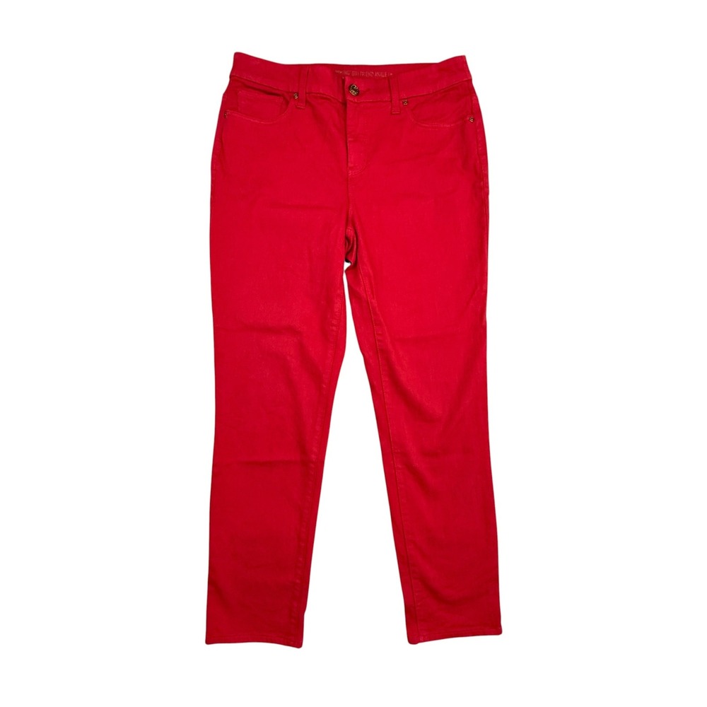 Chico's So Slimming Girlfriend Ankle Jeans Women 0 Red Denim Stretch Casual